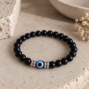Pulseira Ónix com Olho Grego