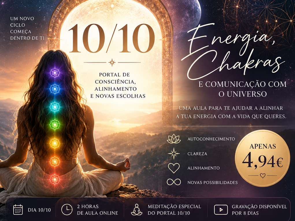 AULA ESPECIAL – ENERGIA, CHAKRAS & COMUNICAÇÃO COM O UNIVERSO + MEDITAÇÃO PORTAL 10/10